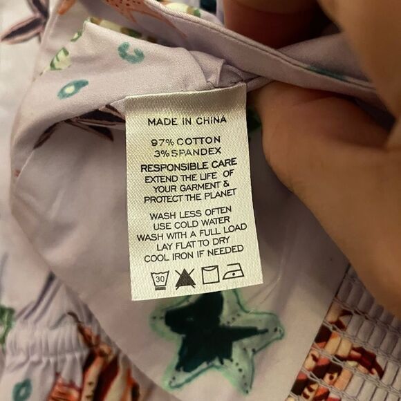 Hill House NWT Isabella Sea Creature Smocked Ballon Sleeve Crop Top Medium - Picture 8 of 8